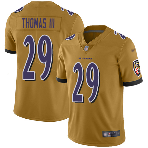 Baltimore Ravens Limited Gold Men Earl Thomas III Jersey NFL Football 29 Inverted Legend